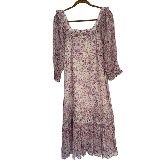 LoveShackFancy Julio Silk Midi Dress Magenta Starlight Color Size XS - Picture 3 of 11